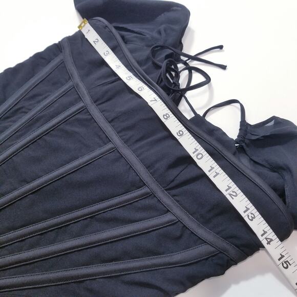 House of CB Gianna Corset Silk Long Sleeves Mini Dress Cocktail Party Date Night - Picture 8 of 14